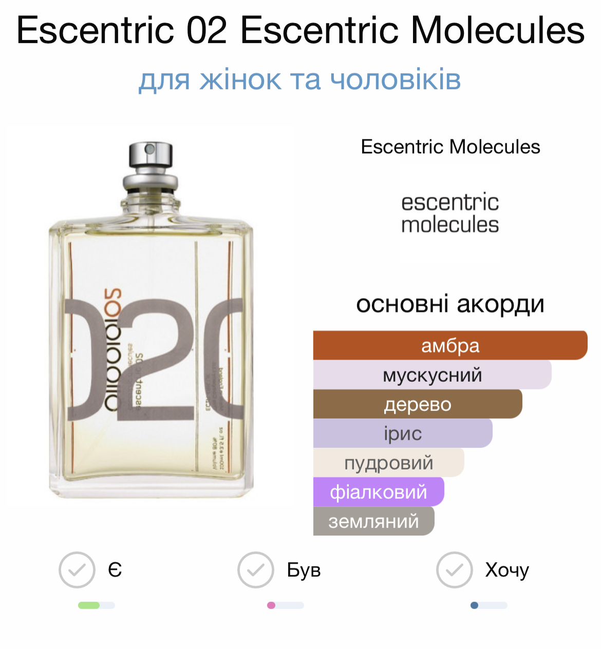 молекула 02 эксцентрик запах