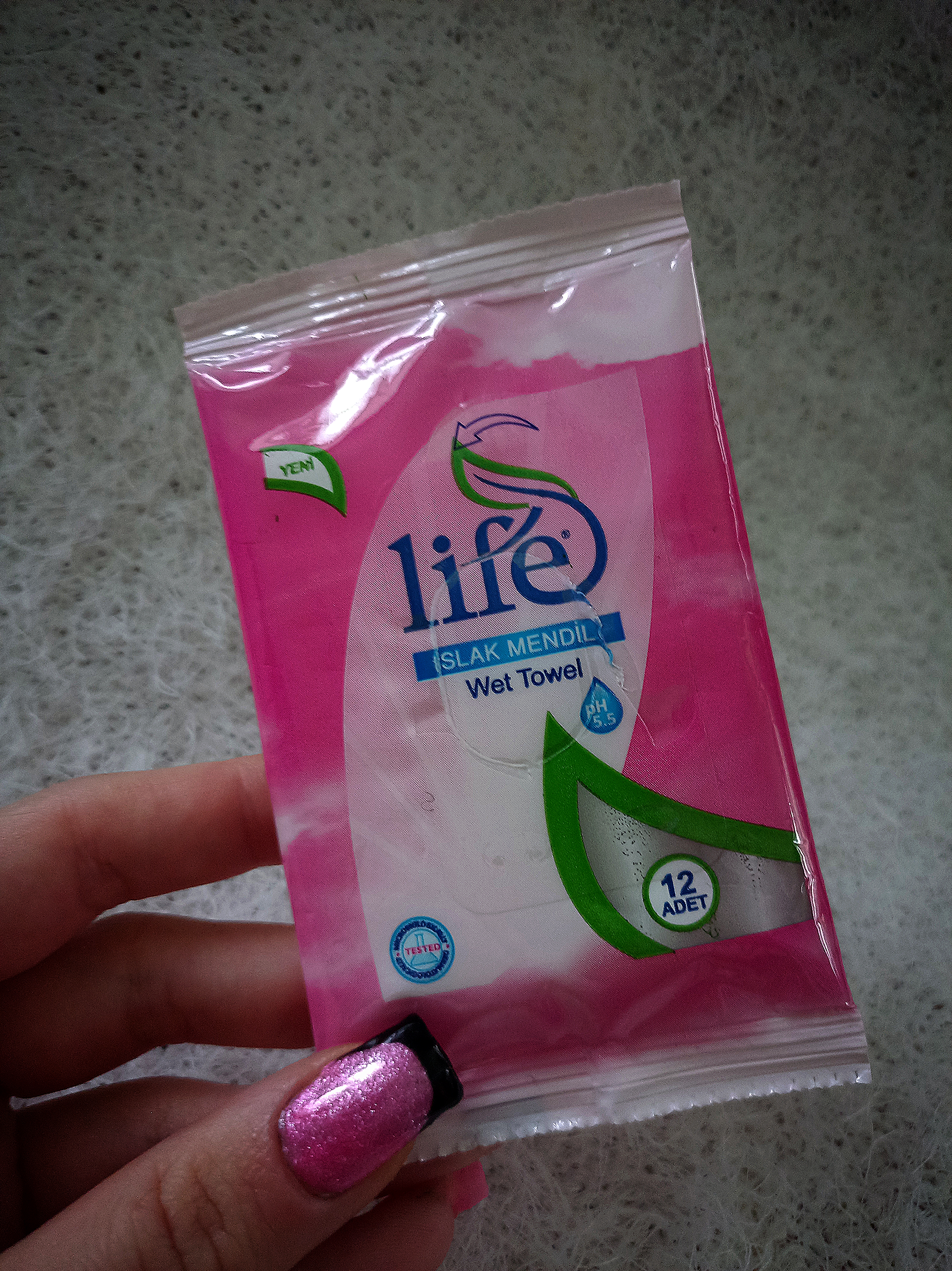 Серветки вологі "Life", 12 шт, рожеві Handy Fresh