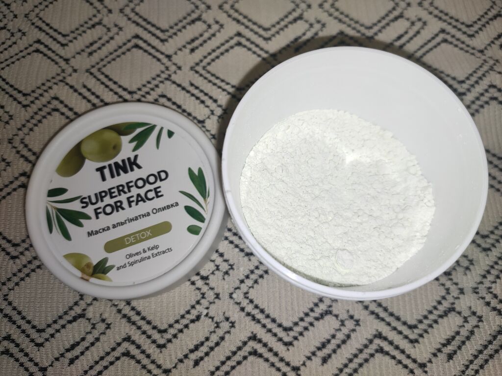 Альгінатна маска з детокс-ефектом "Олива, спіруліна та ламінарія" Tink SuperFood For Face Alginate