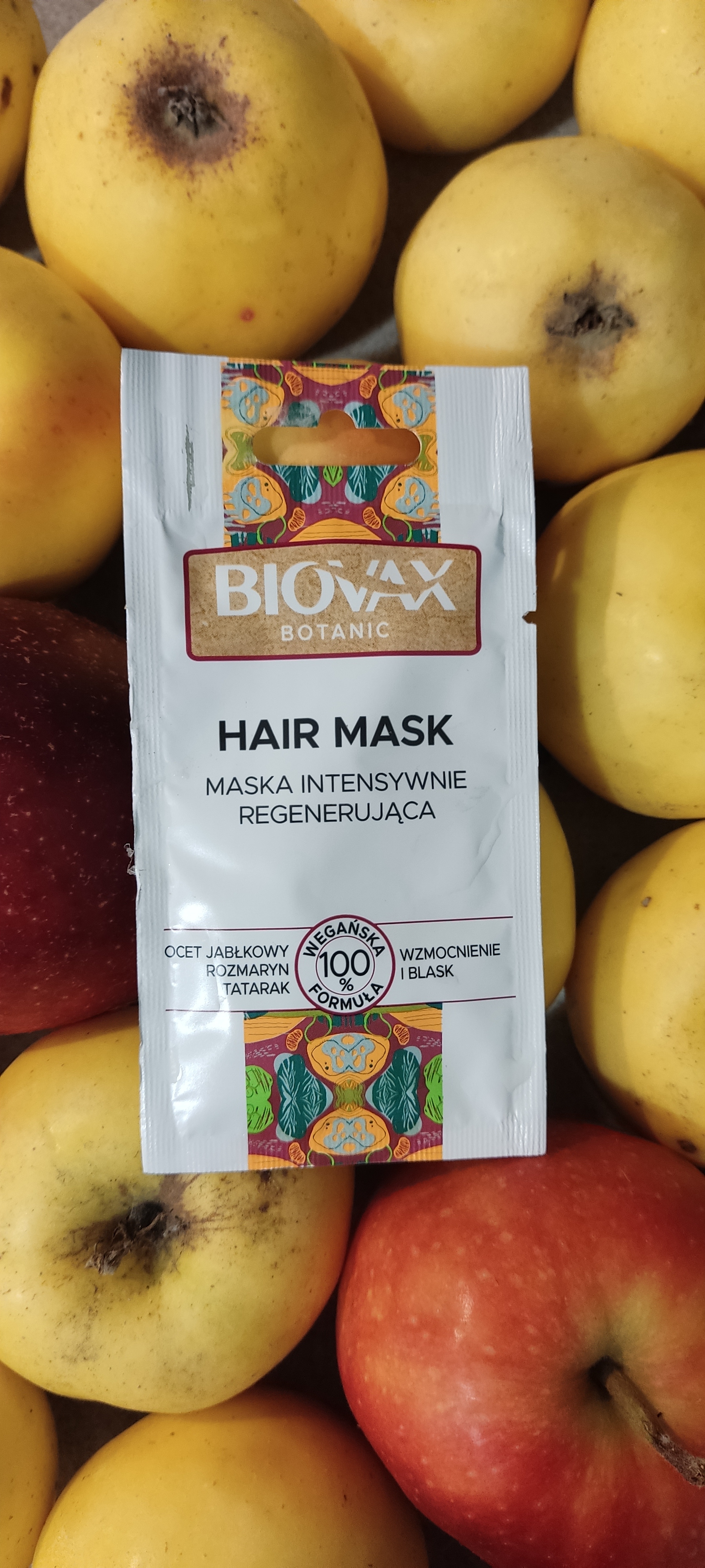 Маска регенерувальна для волосся "Яблучний оцет" L'biotica Biovax Botanic Hair Mask (пробник)