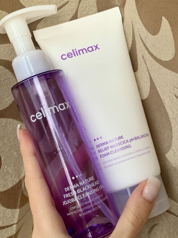 Celimax Derma Nature Jojoba Cleansing Oil& Celimax Relief Madecica pH Balancing Foam
