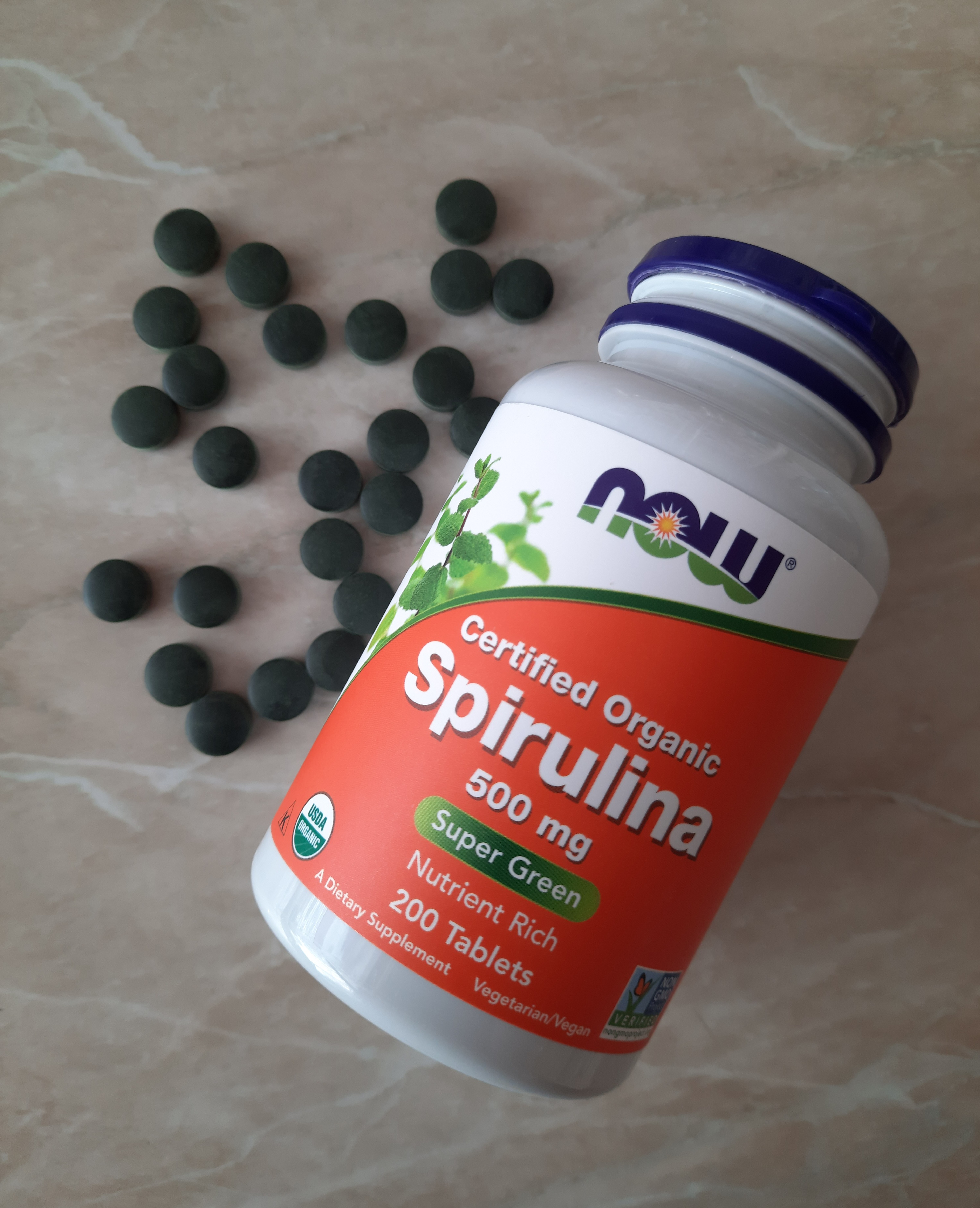 Дієтична добавка «Спіруліна», 500 мг Now Foods Certified Organic Spirulina