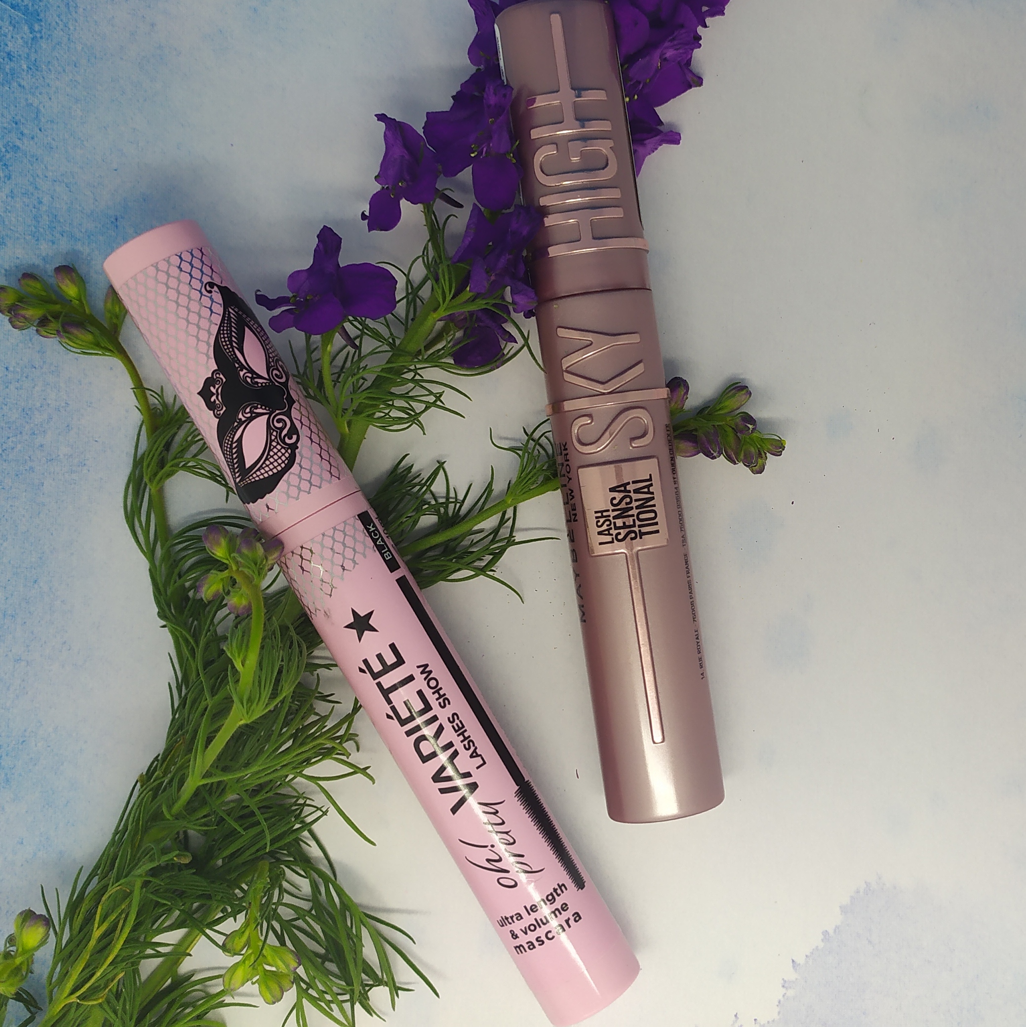 Maybelline Sky high VS Eveline Variete Lashes Show Oh Pretty Lengthening Volumizing Mascara