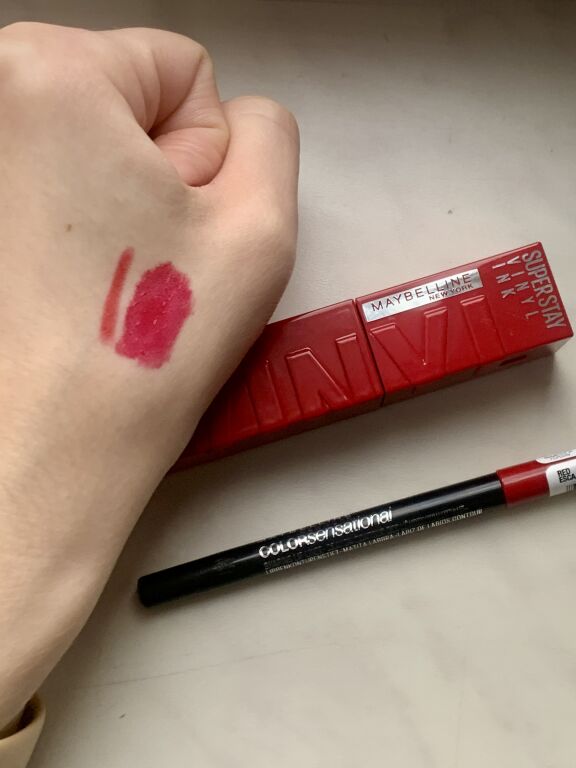 Maybelline SuperStay Vinyl Ink Liquid Lipstick&Maybelline New York Color Sensational Lip Liner