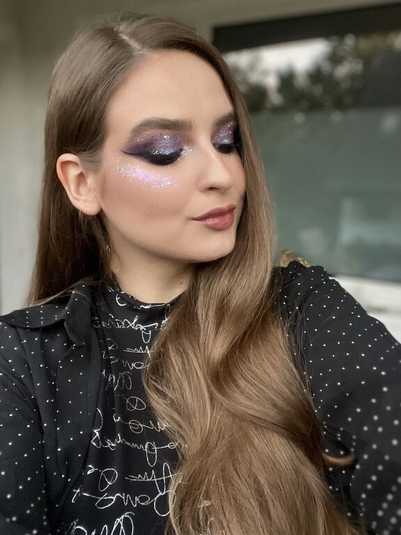 Purple Makeup with Glitter