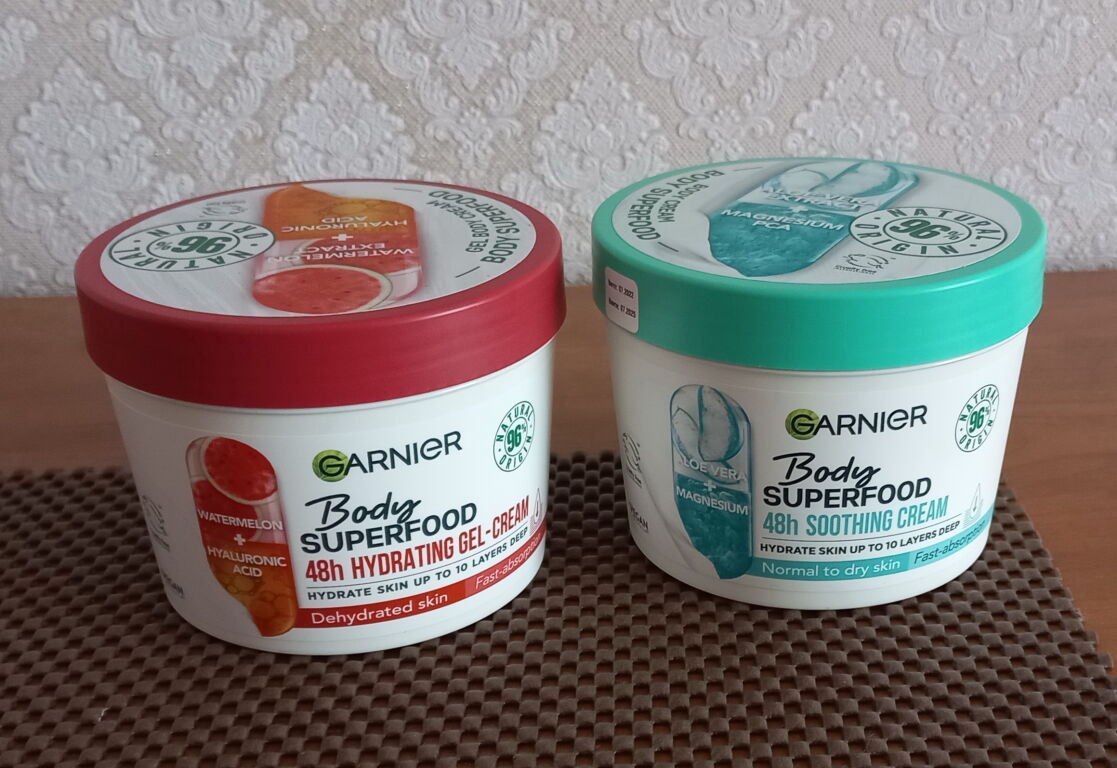 Garnier Body SuperFood кавун та гіалу�ронова кислота; Aloe Vera + Magnesium