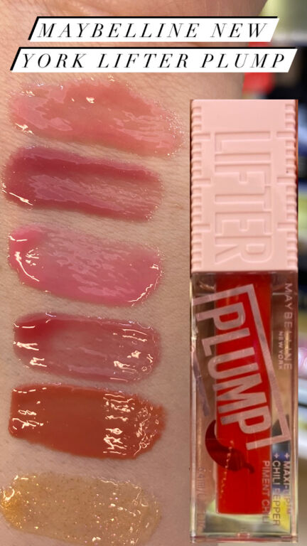 Новинка Maybelline New York Lifter Plump!) Показую свотчі шести відтінків 