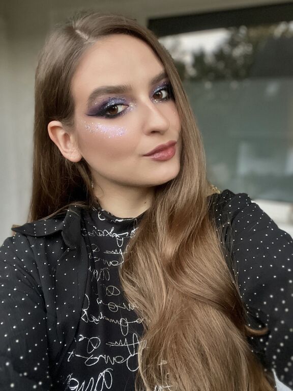 Purple Makeup with Glitter