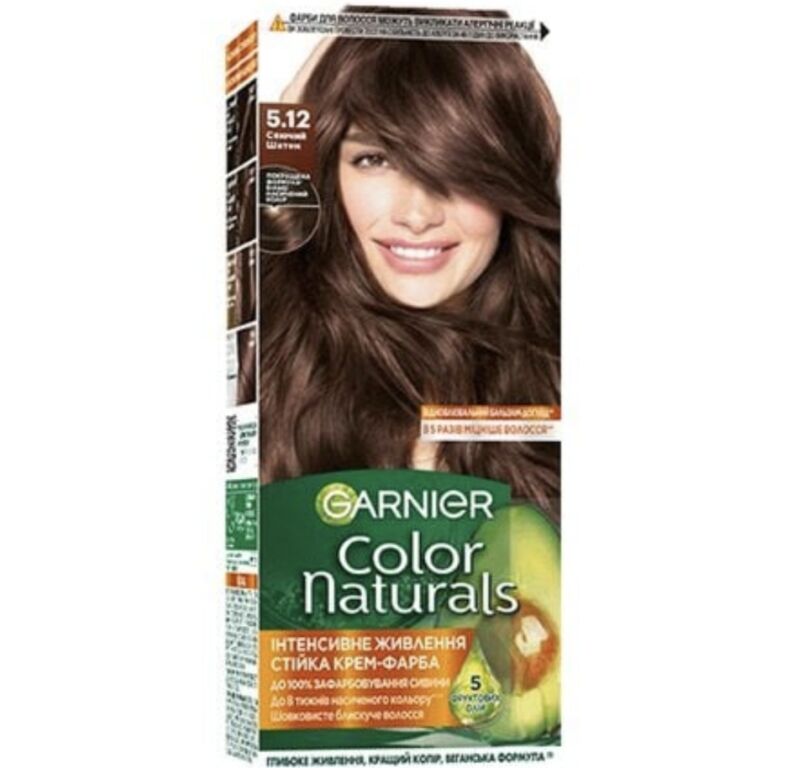 Стійка крем-фарба для волосся Garnier Color Naturals з п'ятьма оліями, 5.12 Морозний шоколад, 110 мл