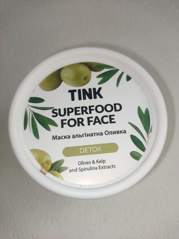 Альгінатна маска з дето�кс-ефектом "Олива, спіруліна та ламінарія" Tink SuperFood For Face Alginate