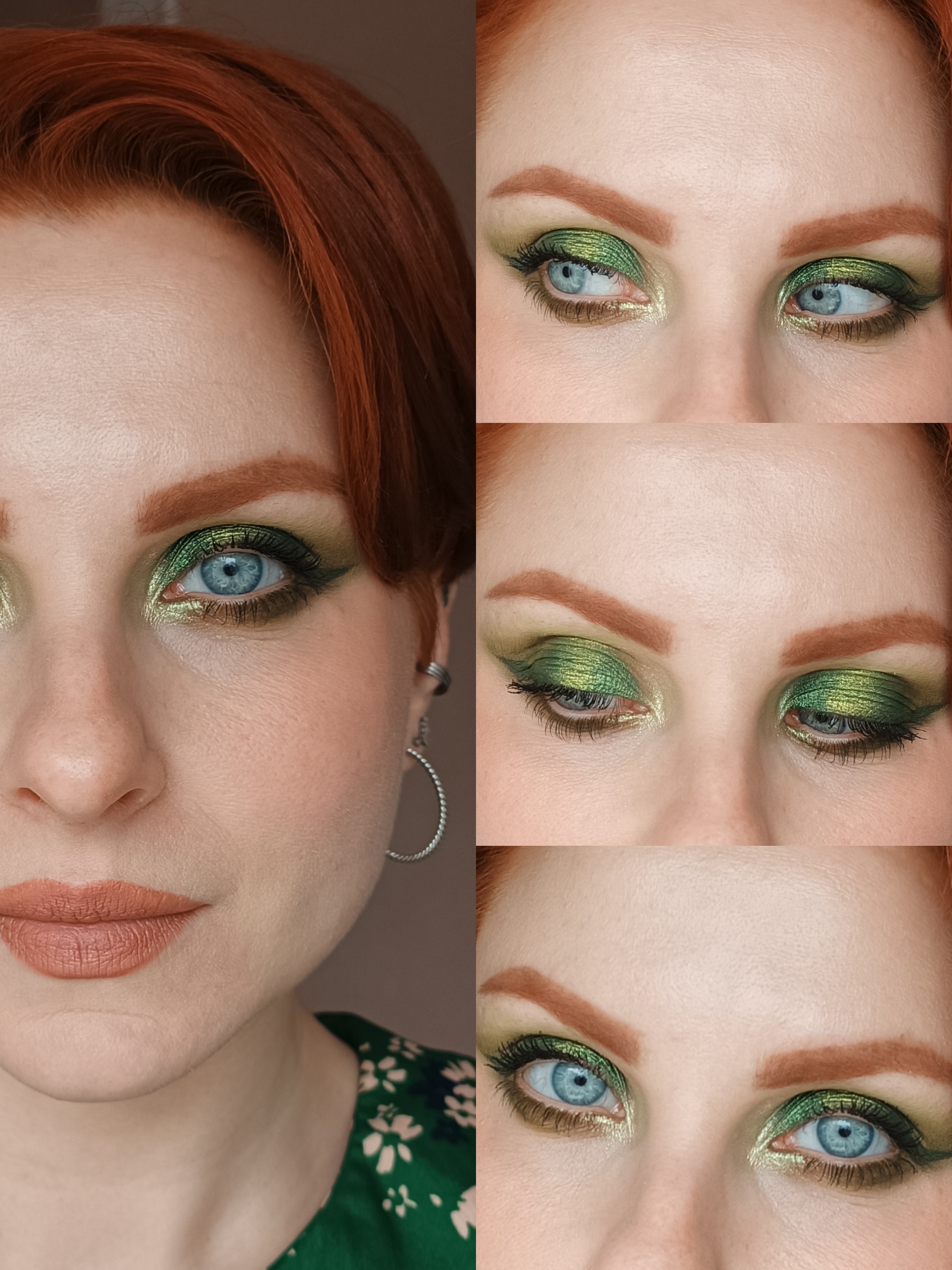 Макіяж у зелених тонах з палеткою тіней By Beauty Bay Earthy 9 Colour Palette