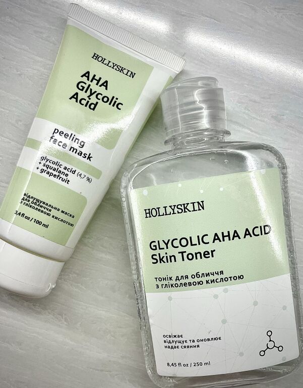 Маска та тонік для обличчя з Glycolic Acid від Hollyskin🌿